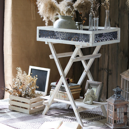 Support à plantes pliable à double étagère Khajag