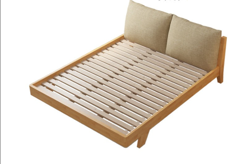 Lit double en bois massif scandinave nordique japonais AMELIA