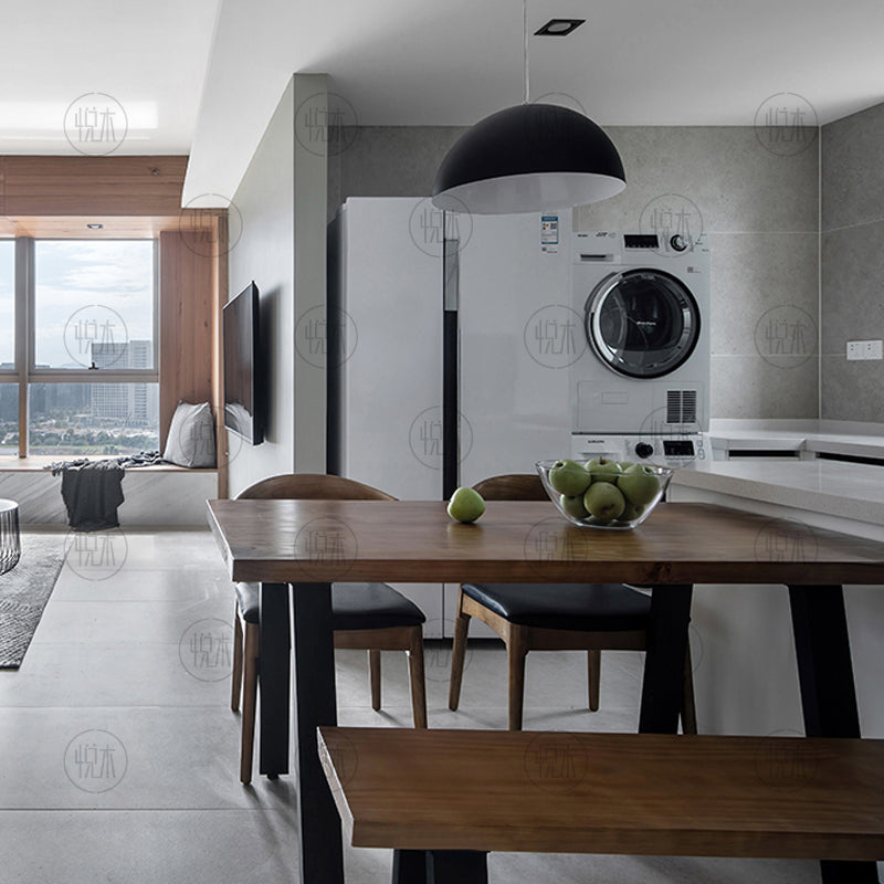 Ensemble table à manger et/ou chaise/banc en fer forgé et bois massif de style rétro nordique COOPER