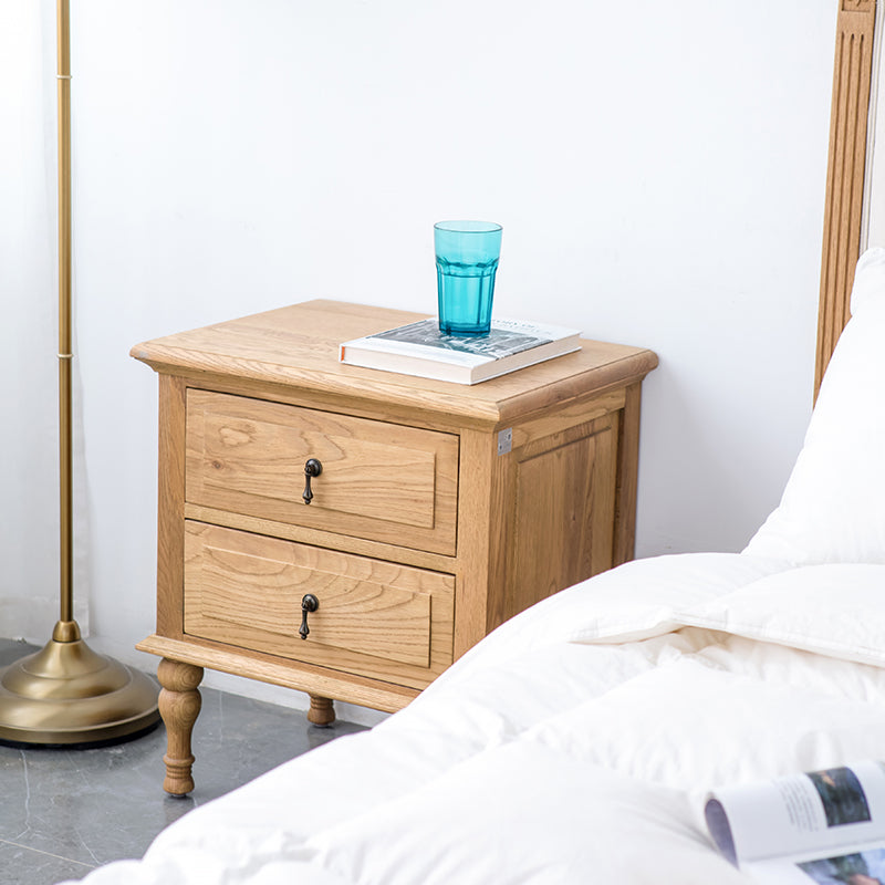 Table de chevet EZEKIEL de style campagnard américain français avec 2 tiroirs (3 couleurs au choix) 