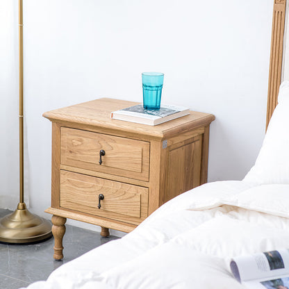 Table de chevet EZEKIEL de style campagnard américain français avec 2 tiroirs (3 couleurs au choix) 