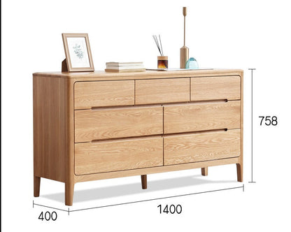 Commode en bois massif EMERSYN HYATT en chêne rouge d'Amérique du Nord (2 couleurs, 6 tailles) 