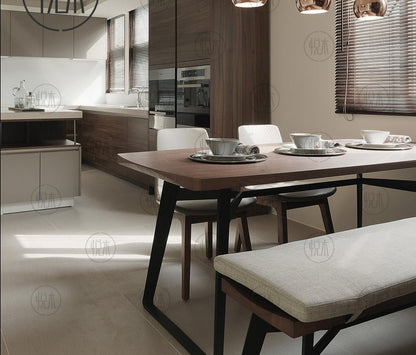 Table à manger nordique JOEL en bois massif et chaise minimaliste moderne 