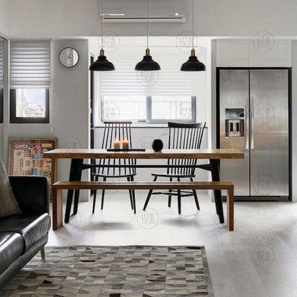 Table à manger en bois massif FINN Table de conférence en bois dur de design nordique scandinave