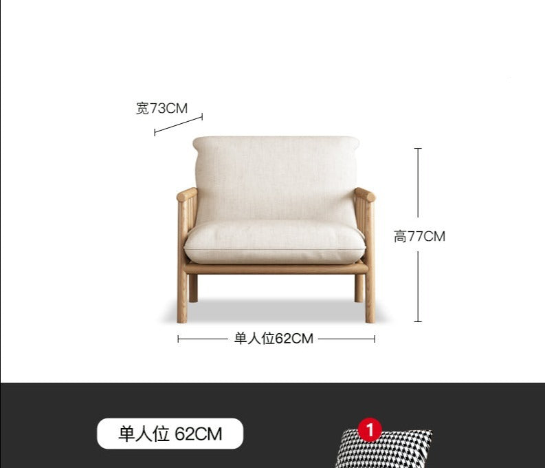 Canapé scandinave LAYLA en bois massif de style japonais (4 tailles, 7 couleurs au choix)