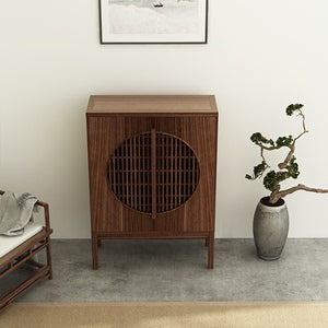 LENA SHERATON Armoire de rangement style chinois en orme ancien