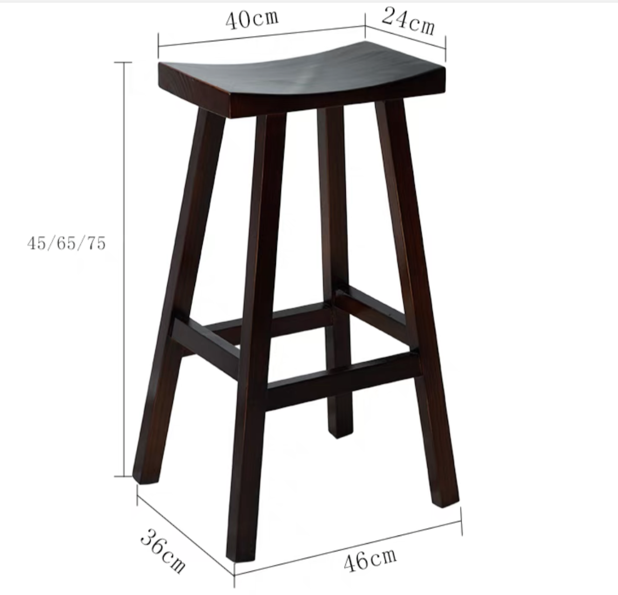 Tabouret de bar haut Luca en bois massif, chaise haute de café BR 067 WD