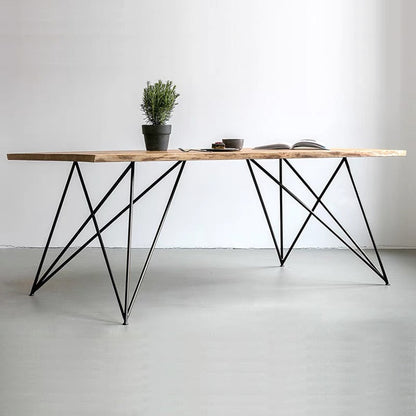 Table à manger en bois massif Jesse Table de conférence moderne et minimaliste en bois massif