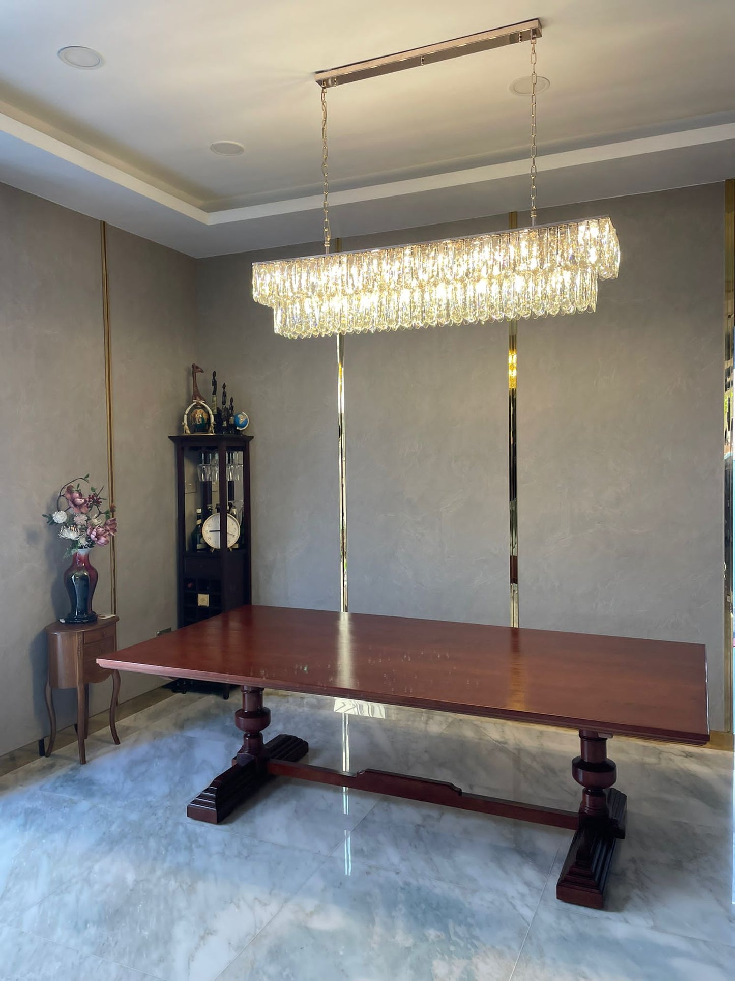 Table à manger en bois massif KAIDEN de style américain classique et luxueux de style européen