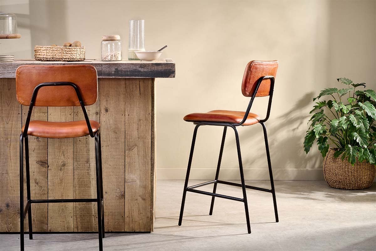 Chaise de bar en cuir Sotta